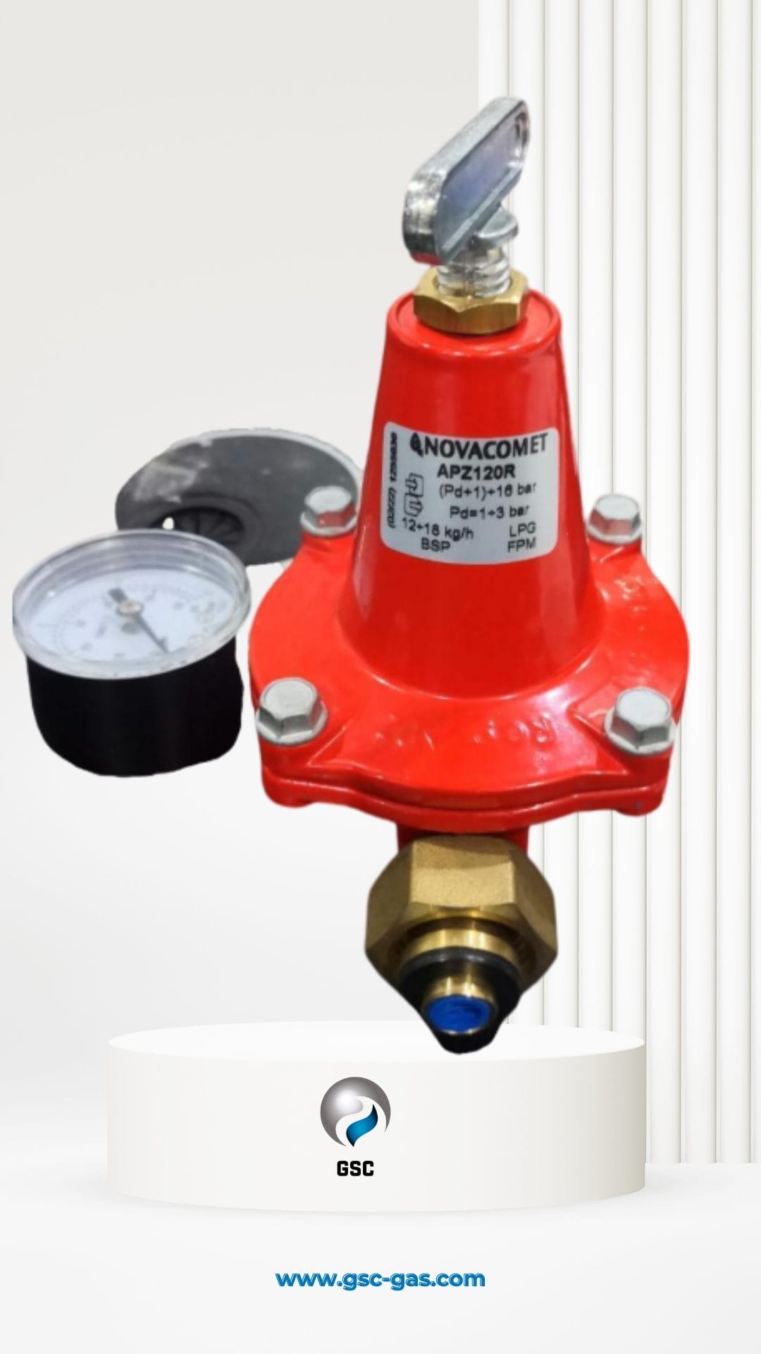 منظم غاز 12-18 كيلو نص بوصة مع ساعة صناعه  فرنسية